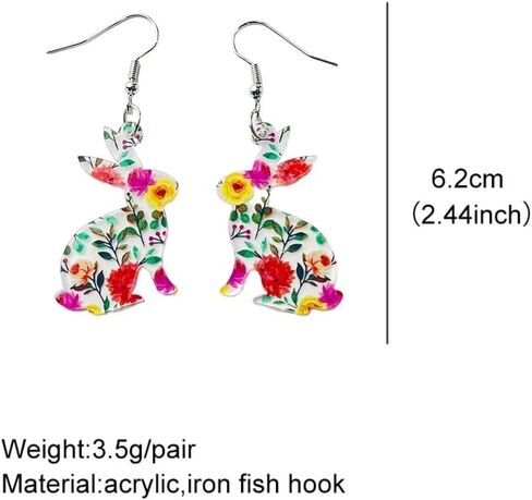 Todu Easter Earrings Cute Bunny Egg Rabbit Drop Colorful Flower Animal Dangle Spring Earrings Holiday Jewelry Gift For Women in Saudi Arabia