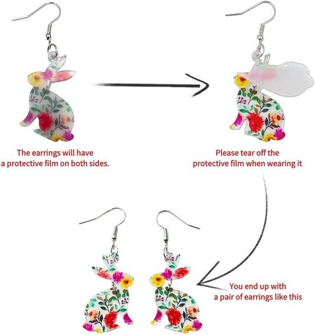 Todu Easter Earrings Cute Bunny Egg Rabbit Drop Colorful Flower Animal Dangle Spring Earrings Holiday Jewelry Gift For Women in Saudi Arabia