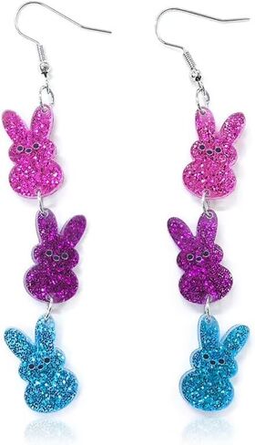 Todu Easter Earrings Cute Bunny Egg Rabbit Drop Colorful Flower Animal Dangle Spring Earrings Holiday Jewelry Gift For Women in Saudi Arabia