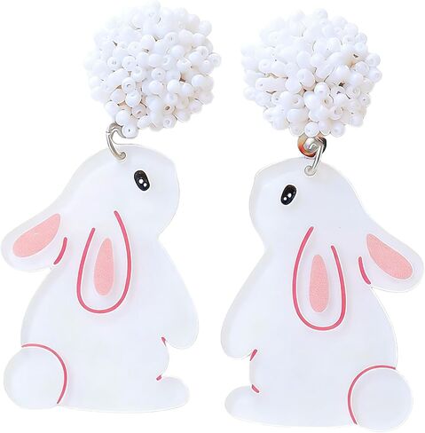 Todu Easter Earrings Cute Bunny Egg Rabbit Drop Colorful Flower Animal Dangle Spring Earrings Holiday Jewelry Gift For Women in Saudi Arabia