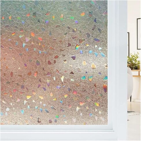 Window Clings Window Privacy Film Home Decoration Rainbow Window Film Static Sticker Color Glass Film Heat Insulation Window Sticker Privacy Window Film(B,60X200 CM) in Saudi Arabia