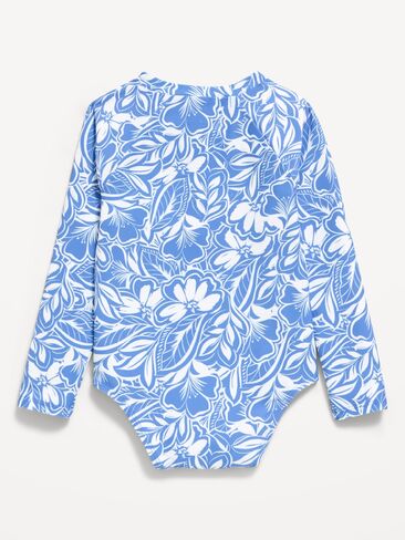 بدلة سباحة قطعة واحدة مطبوعة بسحاب أمامي من Old Navy للفتيات الصغيرات - زهور زرقاء in Saudi Arabia