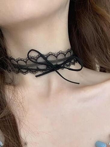 YRlilicc Lace Choker Necklace Steampunk Black Crystal Tassel Choker Necklace Sexy Costume Party in Saudi Arabia