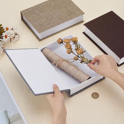 PH PandaHall 3 عبوات من صناديق الكتب المزيفة مقاس 8.6 × 6 بوصة مجموعة صندوق كتب مزخرفة 3 ألوان لتخزين المزرعة وكتب خيش صناعية لديكور الرف على الطاولة وعيد الميلاد وعيد الشكر وديكور المنزل in Saudi Arabia