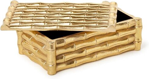 Two's Company Gold Bamboo Box with Velvet Lining, 6.75-Inch, Resin in Saudi Arabia