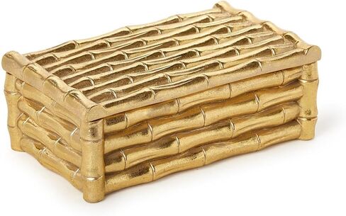 Two's Company Gold Bamboo Box with Velvet Lining, 6.75-Inch, Resin in Saudi Arabia