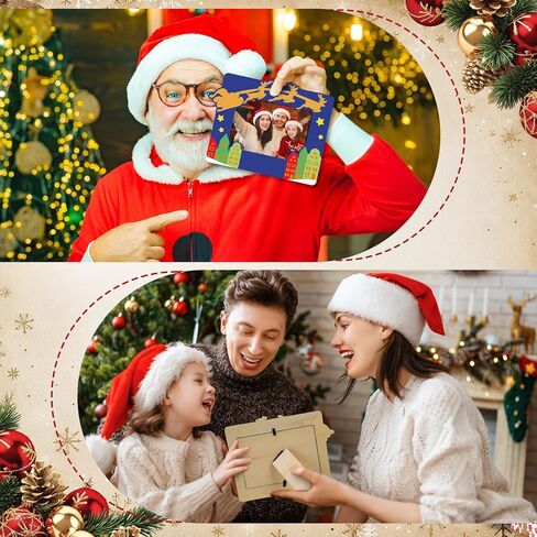 VioraWhite 12 حزمة إطار صورة عيد الميلاد 4 × 6 بوصة إطار صورة خشبي لعيد الميلاد إطارات خشبية مزخرفة هدية عرض صورة على سطح الطاولة لهدايا العطلات وزخارف الحفلات، نمط متنوع in Kuwait