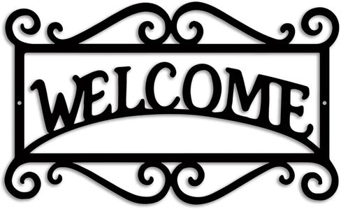 Metal Welcome hanging Sign for Front Door Welcome Wall Decor Door Signs Perfect for Indoor Home Outdoor Porch Garden(Black) in Saudi Arabia