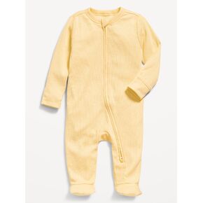 Old Navy Textured Ribbed 2-Way-Zip Sleep & Play Footed One-Piece for Baby - Golden Straw in Kuwait