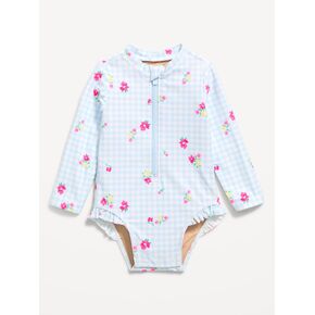 Old Navy Long-Sleeve Rashguard Swim One-Piece for Baby - Blue Small Check in Kuwait