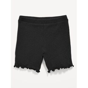 Old Navy Rib-Knit Lettuce-Edge Biker Shorts for Toddler Girls - Black Jack in Saudi Arabia