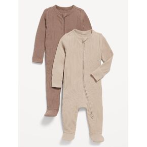 Old Navy Unisex 2-Way-Zip Sleep & Play Footed One-Piece 2-Pack for Baby - Mocha Taffy in Saudi Arabia