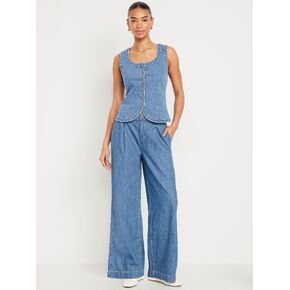 Old Navy High-Waisted Taylor Trouser Wide-Leg Pants - Medium Wash in Saudi Arabia