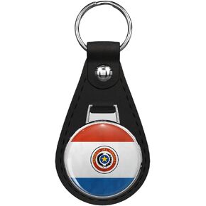 Glover Trading Paraguay | Paraguayan Flag | National Flag of Paraguay Black Leather Key Chain Keychain in Saudi Arabia