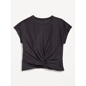 Old Navy CloudMotion Short-Sleeve Front-Knot T-Shirt for Girls - Black Jack in Kuwait