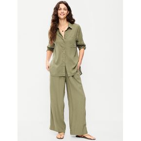 Old Navy High-Waisted Linen-Blend Wide-Leg Pants - Kombu in Saudi Arabia