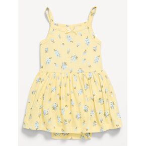 Old Navy Printed Pointelle-Knit Bodysuit Dress for Baby - Yellow Floral in Kuwait