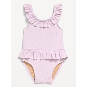 Old Navy Textured Ruffle-Trim One-Piece Swimsuit for Baby - Lilac Ice in Kuwait
