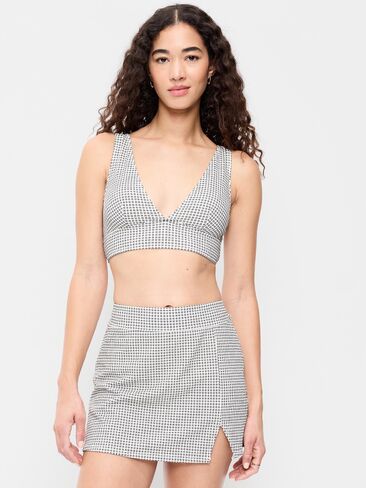 Old Navy Pique Longline Bikini Swim Top - Black/White Gingham in Saudi Arabia