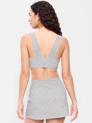 Old Navy Pique Longline Bikini Swim Top - Black/White Gingham in Saudi Arabia