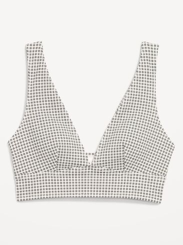 Old Navy Pique Longline Bikini Swim Top - Black/White Gingham in Saudi Arabia
