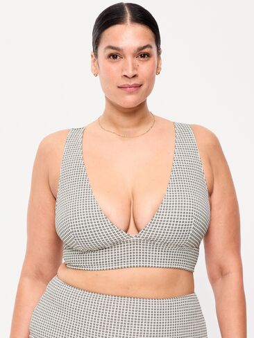 Old Navy Pique Longline Bikini Swim Top - Black/White Gingham in Saudi Arabia