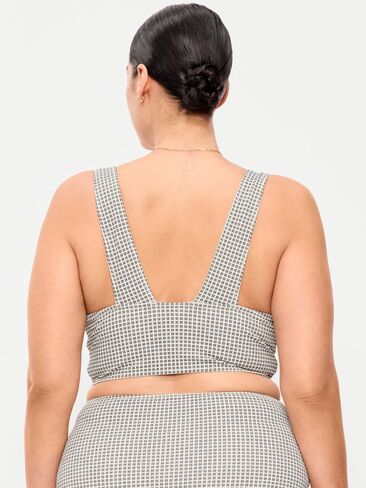 Old Navy Pique Longline Bikini Swim Top - Black/White Gingham in Saudi Arabia