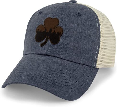 Chowdaheadz Boston Shamrock Skyline Leather Patch Relaxed Trucker Hat in Kuwait