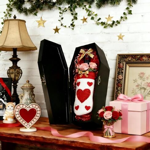 صندوق هدايا MONDRAME Coffin Wine، صندوق مجوهرات قوطي، حقيبة تخزين قوطية، صندوق عتيق متعدد الوظائف لديكور الهالوين، هدايا الحفلات، القوطي، الدمية، نعش الحيوانات الأليفة... in Saudi Arabia