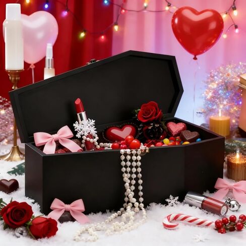 صندوق هدايا MONDRAME Coffin Wine، صندوق مجوهرات قوطي، حقيبة تخزين قوطية، صندوق عتيق متعدد الوظائف لديكور الهالوين، هدايا الحفلات، القوطي، الدمية، نعش الحيوانات الأليفة... in Saudi Arabia