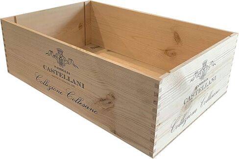 CASTELLANI 1x صندوق نبيذ إيطالي مزخرف - صندوق كرم خشبي (قياسي 12 زجاجة) - بدون غطاء - تخزين ريفي، DIY، زارع أو ديكور زفاف in Saudi Arabia