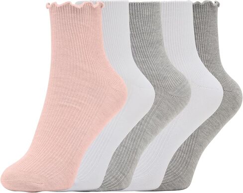 Steve Madden Women's Lettuce Edge Rib Anklet Socks (5-Pack) in Saudi Arabia
