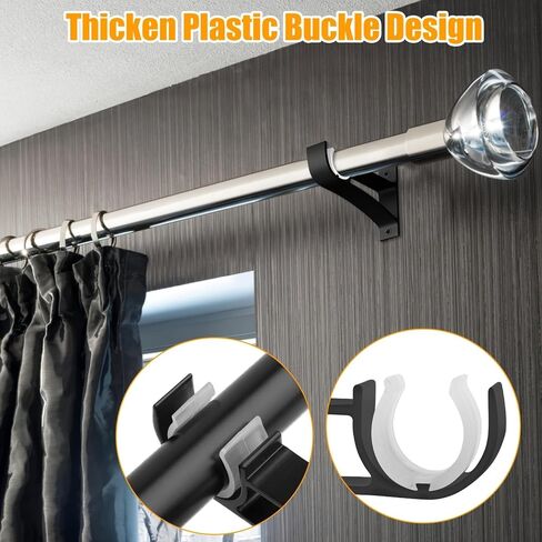 Curtain Rod Bracket, Heavy Duty Curtain Rod Holders Single Decorative Rod Hooks Hanger Fit for 1 Inch Drapes Rod, Black (Set of 4) in Saudi Arabia