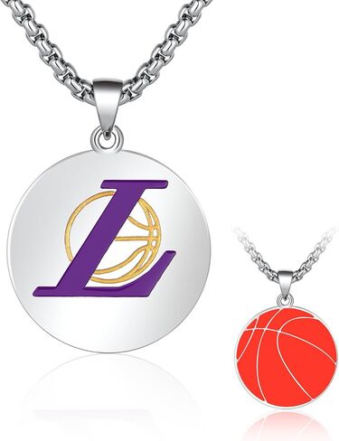 قلادة CRAEEYFAM Laker للرجال والنساء قلادة كرة السلة مجوهرات يوم اللعبة لتتناسب مع قلادة كرة السلة Laker Jersey لمحبي المتحمسين in Saudi Arabia