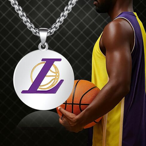 قلادة CRAEEYFAM Laker للرجال والنساء قلادة كرة السلة مجوهرات يوم اللعبة لتتناسب مع قلادة كرة السلة Laker Jersey لمحبي المتحمسين in Saudi Arabia