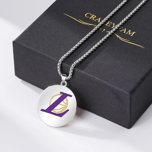 قلادة CRAEEYFAM Laker للرجال والنساء قلادة كرة السلة مجوهرات يوم اللعبة لتتناسب مع قلادة كرة السلة Laker Jersey لمحبي المتحمسين in Saudi Arabia