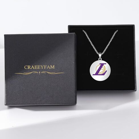 قلادة CRAEEYFAM Laker للرجال والنساء قلادة كرة السلة مجوهرات يوم اللعبة لتتناسب مع قلادة كرة السلة Laker Jersey لمحبي المتحمسين in Saudi Arabia