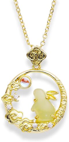 KOZUKI Jade necklace Bunny necklace pendant jade necklace for women for man jade necklace with 14k gold in Saudi Arabia