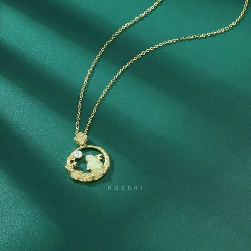 KOZUKI Jade necklace Bunny necklace pendant jade necklace for women for man jade necklace with 14k gold in Saudi Arabia