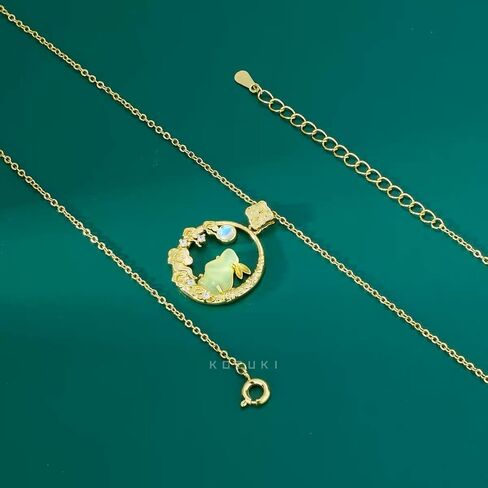 KOZUKI Jade necklace Bunny necklace pendant jade necklace for women for man jade necklace with 14k gold in Saudi Arabia