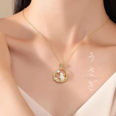 KOZUKI Jade necklace Bunny necklace pendant jade necklace for women for man jade necklace with 14k gold in Saudi Arabia