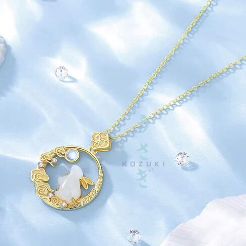 KOZUKI Jade necklace Bunny necklace pendant jade necklace for women for man jade necklace with 14k gold in Saudi Arabia