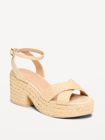Old Navy Raffia Platform Sandals for Women - Totally Natural in Saudi Arabia