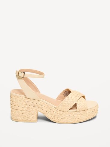Old Navy Raffia Platform Sandals for Women - Totally Natural in Saudi Arabia