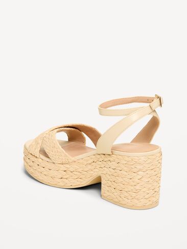 Old Navy Raffia Platform Sandals for Women - Totally Natural in Saudi Arabia