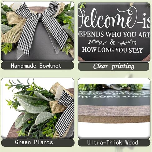 14 Inch Welcome Sign for Front Door Wooden Door Wreath Decoration Funny Welcome-ish Outdoor Hanging Signs for Gift Farmhuose Home Indoor All Seasons in Saudi Arabia