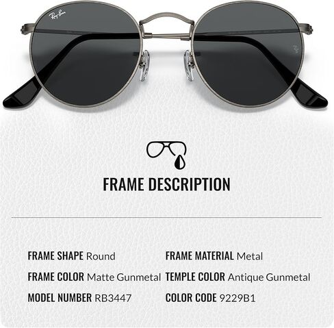 نظارات شمسية من Ray-Ban RB3447 ذات شكل دائري معدني عتيق للرجال والنساء مع مجموعة نظارات RAYBAN الرسمية in Saudi Arabia