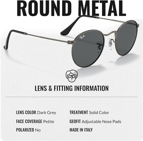 نظارات شمسية من Ray-Ban RB3447 ذات شكل دائري معدني عتيق للرجال والنساء مع مجموعة نظارات RAYBAN الرسمية in Saudi Arabia