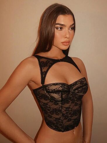المرأة قطع الدانتيل المحاصيل بوستير Underwire مشد تانك الأعلى مثير الخروج حزب نادي قمم in Saudi Arabia