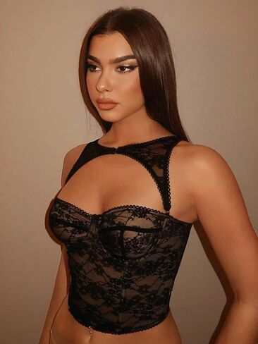 المرأة قطع الدانتيل المحاصيل بوستير Underwire مشد تانك الأعلى مثير الخروج حزب نادي قمم in Saudi Arabia